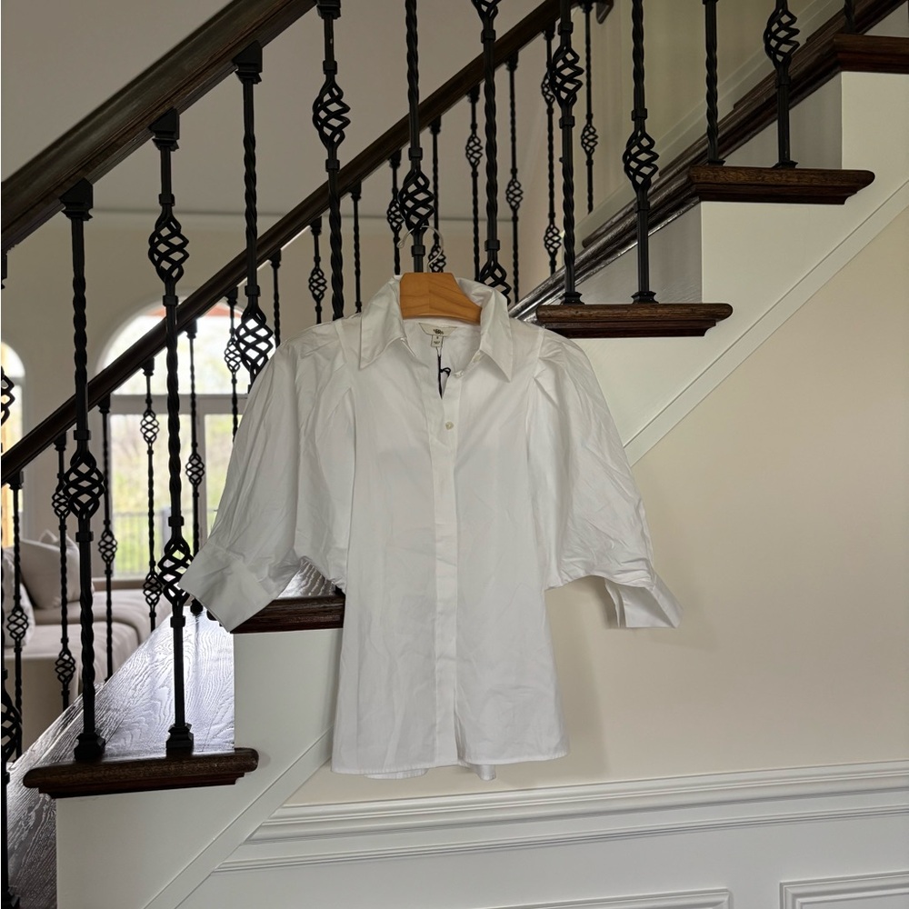 Banana Republic White Puff Sleeve Blouse